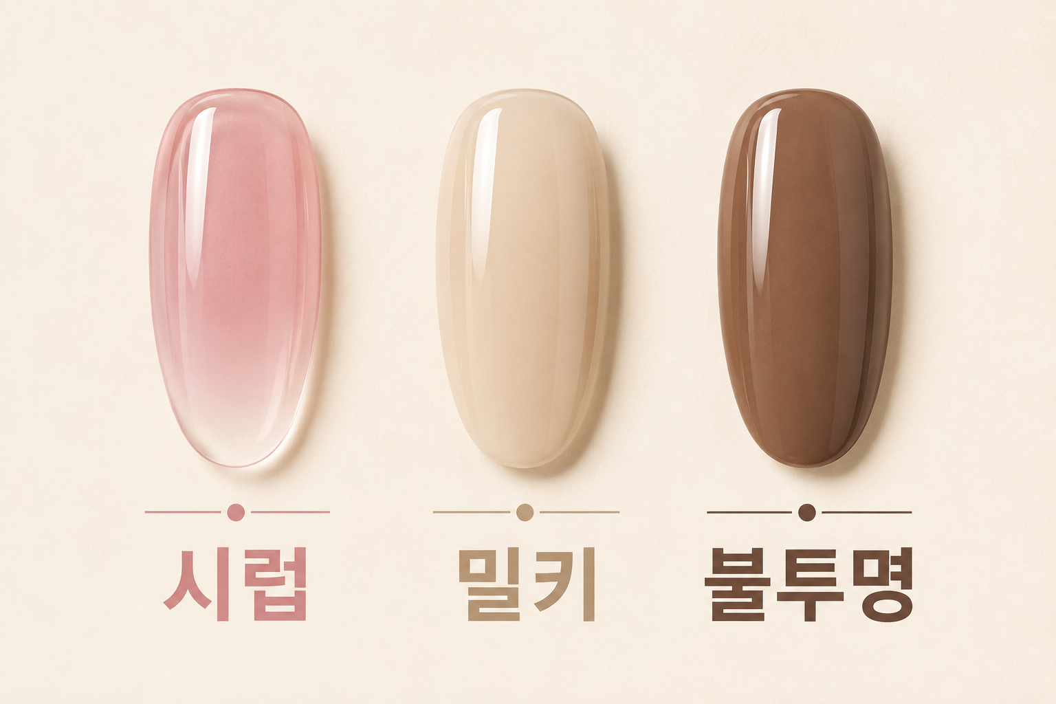 시럽 밀키 불투명 네일의 투명도와 발색 차이 비교